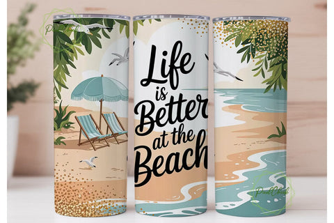 Beach Life 20oz Tumbler Wrap Sublimation PixelChick 