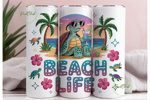 Beach Life 20oz Tumbler Wrap Sublimation PixelChick 