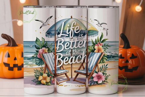 Beach Life 20oz Tumbler Wrap Sublimation PixelChick 