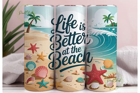 Beach Life 20oz Tumbler Wrap Sublimation PixelChick 