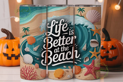 Beach Life 20oz Tumbler Wrap Sublimation PixelChick 
