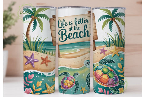 Beach Life 20oz Tumbler Wrap Sublimation PixelChick 