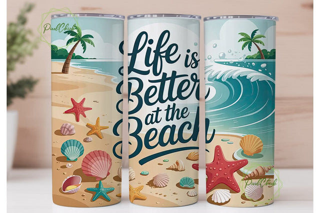 Beach Life 20oz Tumbler Wrap Sublimation PixelChick 