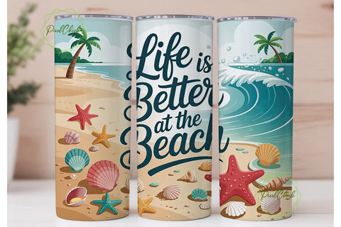 Beach Life 20oz Tumbler Wrap Sublimation PixelChick 