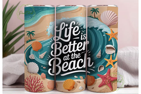 Beach Life 20oz Tumbler Wrap Sublimation PixelChick 