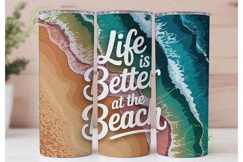 Beach Life 20oz Tumbler Wrap Sublimation PixelChick 