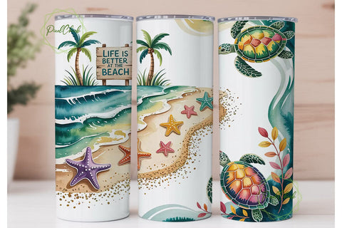 Beach Life 20oz Tumbler Wrap Sublimation PixelChick 