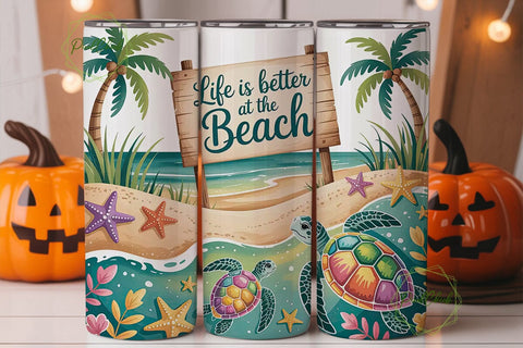 Beach Life 20oz Tumbler Wrap Sublimation PixelChick 