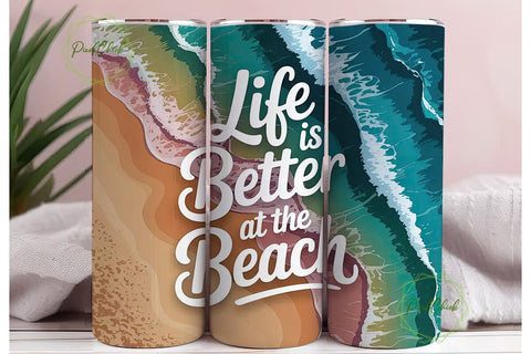 Beach Life 20oz Tumbler Wrap Sublimation PixelChick 