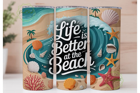 Beach Life 20oz Tumbler Wrap Sublimation PixelChick 