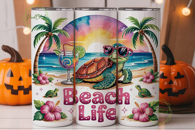 Beach Life 20oz Tumbler Wrap Sublimation PixelChick 