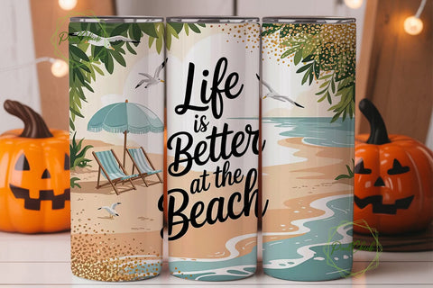 Beach Life 20oz Tumbler Wrap Sublimation PixelChick 