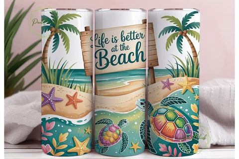 Beach Life 20oz Tumbler Wrap Sublimation PixelChick 