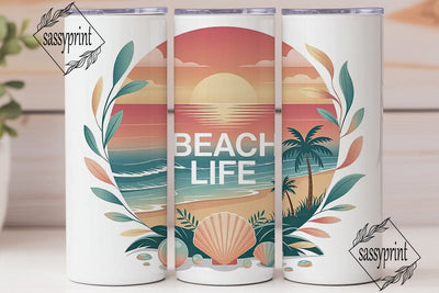 Beach Life 20oz Tumbler Wrap Sublimation sassyprint 