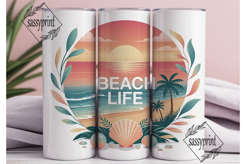 Beach Life 20oz Tumbler Wrap Sublimation sassyprint 