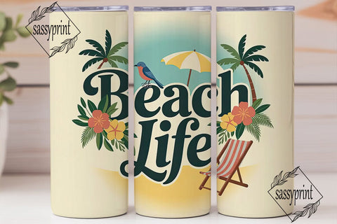 Beach Life 20oz Tumbler Wrap Sublimation sassyprint 