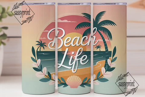 Beach Life 20oz Tumbler Wrap Sublimation sassyprint 