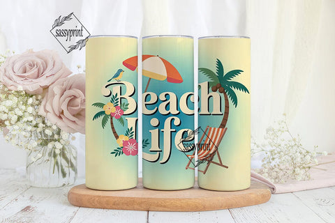Beach Life 20oz Tumbler Wrap Sublimation sassyprint 