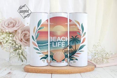 Beach Life 20oz Tumbler Wrap Sublimation sassyprint 