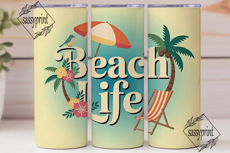 Beach Life 20oz Tumbler Wrap Sublimation sassyprint 