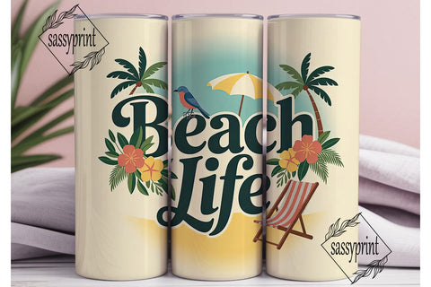 Beach Life 20oz Tumbler Wrap Sublimation sassyprint 