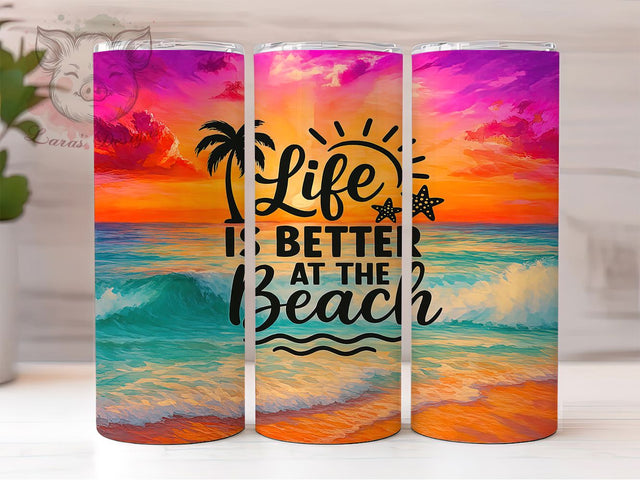 Beach Life Coastal Tumbler Wrap, Life at the Beach Wrap, 20oz Sublimation Design, Coastal Tumbler, Summer Beach Cup, Ocean Lover Tumbler, Beach Vacation Tumbler Sublimation Lara' s Designs 