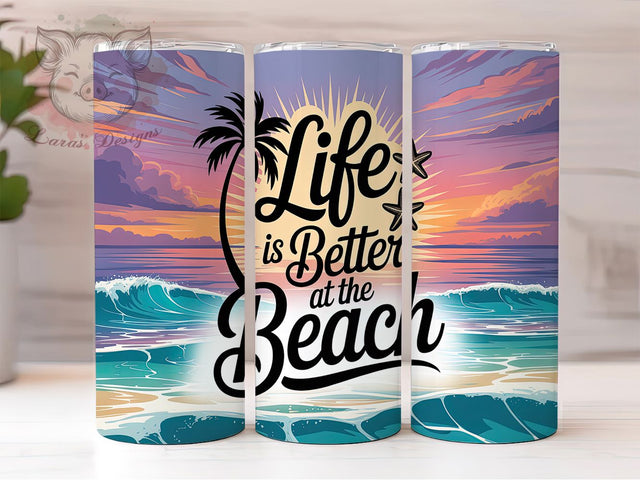 Beach Life Coastal Tumbler Wrap, Life at the Beach Wrap, 20oz Sublimation Design, Coastal Tumbler, Summer Beach Cup, Ocean Lover Tumbler, Beach Vacation Tumbler Sublimation Lara' s Designs 