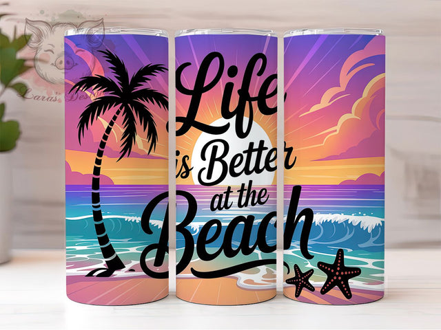 Beach Life Coastal Tumbler Wrap, Life at the Beach Wrap, 20oz Sublimation Design, Coastal Tumbler, Summer Beach Cup, Ocean Lover Tumbler, Beach Vacation Tumbler Sublimation Lara' s Designs 