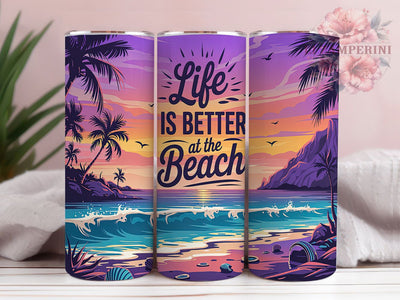 Beach Life Coastal Vibes Tumbler, Life Is Better at the Beach Wrap, 20oz Sublimation Design, Ocean Vibes Tumbler, Coastal Living Cup, Summer Beach Wrap, Tropical Beach Tumbler Sublimation Li Zamperini 