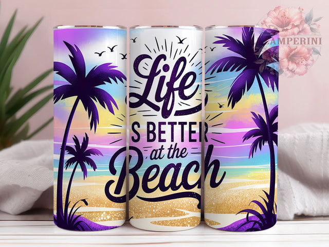 Beach Life Coastal Vibes Tumbler, Life Is Better at the Beach Wrap, 20oz Sublimation Design, Ocean Vibes Tumbler, Coastal Living Cup, Summer Beach Wrap, Tropical Beach Tumbler Sublimation Li Zamperini 
