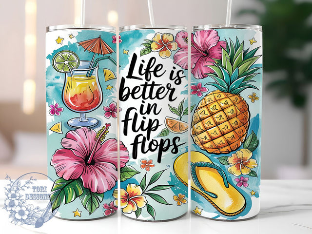Beach Life Flip Flops Tumbler Wrap, Flip Flops Tumbler Design, Ocean Sublimation Wrap, Summer Beach Wrap, 20oz Tumbler PNG, Life is Better in Flip Flops, Beach Lover Cup Wrap Sublimation ToriDesigns 