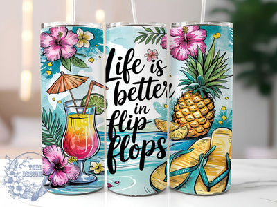 Beach Life Flip Flops Tumbler Wrap, Flip Flops Tumbler Design, Ocean Sublimation Wrap, Summer Beach Wrap, 20oz Tumbler PNG, Life is Better in Flip Flops, Beach Lover Cup Wrap Sublimation ToriDesigns 