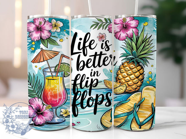 Beach Life Flip Flops Tumbler Wrap, Flip Flops Tumbler Design, Ocean Sublimation Wrap, Summer Beach Wrap, 20oz Tumbler PNG, Life is Better in Flip Flops, Beach Lover Cup Wrap Sublimation ToriDesigns 