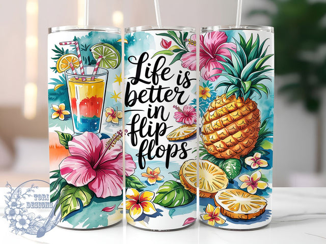 Beach Life Flip Flops Tumbler Wrap, Flip Flops Tumbler Design, Ocean Sublimation Wrap, Summer Beach Wrap, 20oz Tumbler PNG, Life is Better in Flip Flops, Beach Lover Cup Wrap Sublimation ToriDesigns 