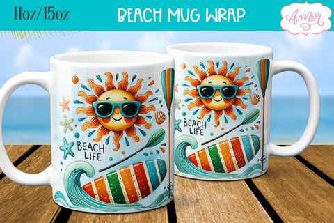 Beach Life Mug Wrap for Sublimation Sublimation Amorclipart 