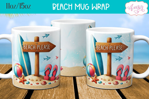Beach Life Mug Wrap for Sublimation Sublimation Amorclipart 