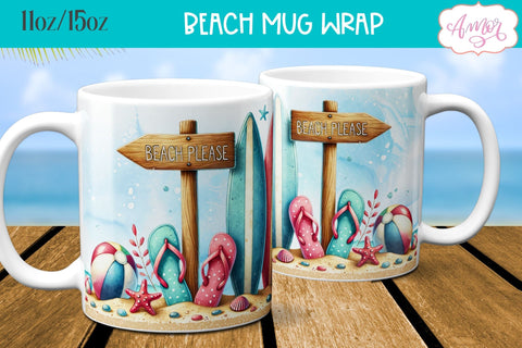 Beach Life Mug Wrap for Sublimation Sublimation Amorclipart 