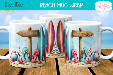 Beach Life Mug Wrap for Sublimation Sublimation Amorclipart 