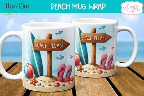Beach Life Mug Wrap for Sublimation Sublimation Amorclipart 