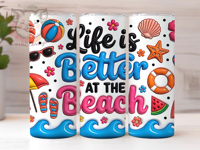Beach Life Puffy 20oz Tumbler, Beach Life, Puffy Beach, Beach Tumbler, 20oz Tumbler, Summer Tumbler, Puffy Design, Tumbler Wrap Sublimation Lara' s Designs 
