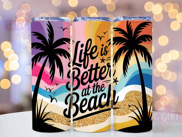 Beach Life Summer Vibes Ocean Lover Tumbler, Summer Vibes PNG, Life At The Beach Design, 20oz Sublimation Wrap, Ocean Lover Gift, Coastal Tumbler Design, Tropical Cup Wrap Sublimation SvggirlplusArt 
