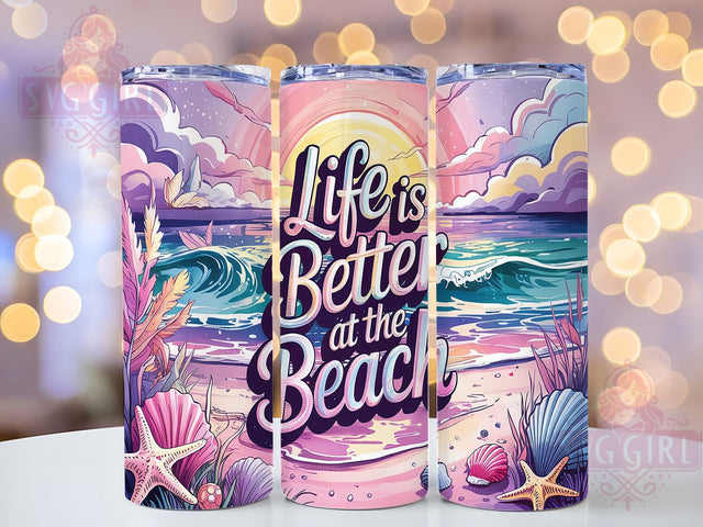 Beach Life Summer Vibes Tumbler, Summer Vibes Tumbler PNG, Life Is Better At The Beach, 20oz Skinny Tumbler Design, Ocean Tumbler Sublimation, Coastal Tumbler Wrap, Vacation Beach Tumbler Sublimation SvggirlplusArt 