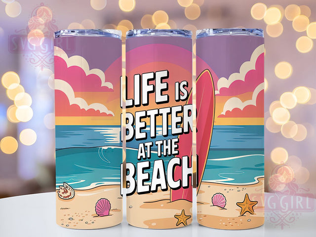 Beach Life Summer Vibes Tumbler, Summer Vibes Tumbler PNG, Life Is Better At The Beach, 20oz Skinny Tumbler Design, Ocean Tumbler Sublimation, Coastal Tumbler Wrap, Vacation Beach Tumbler Sublimation SvggirlplusArt 