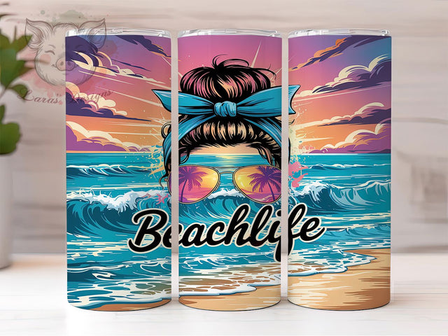 Beach Life Sunset Tumbler Wrap, Beach Life Design, 20oz Sublimation Wrap, Beach Vibes Tumbler, Summer Sunset Drinkware, Coastal Living Tumbler, Tropical Beach Cup Sublimation Lara' s Designs 