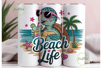 Beach Life Turtle 20oz Tumbler Wrap Sublimation PixelChick 