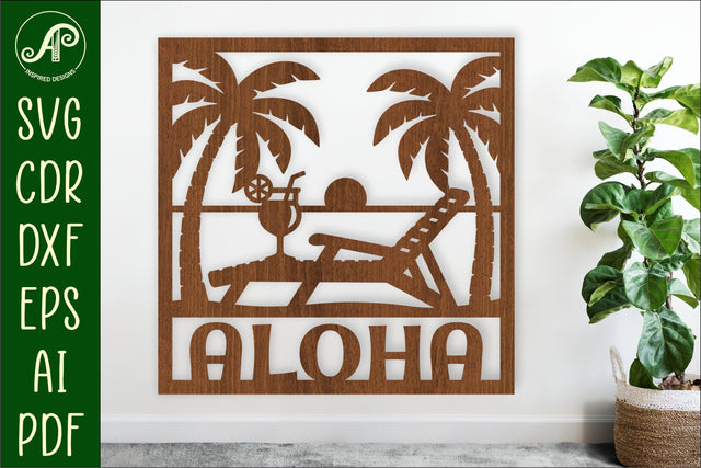 Beach lounger name wall art sign or card SVG APInspireddesigns 