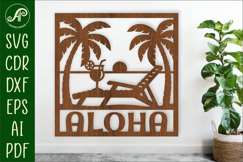 Beach lounger name wall art sign or card SVG APInspireddesigns 