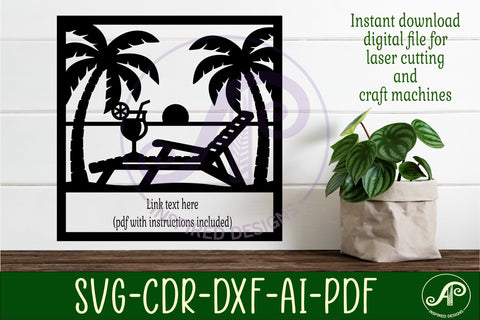 Beach lounger name wall art sign or card SVG APInspireddesigns 