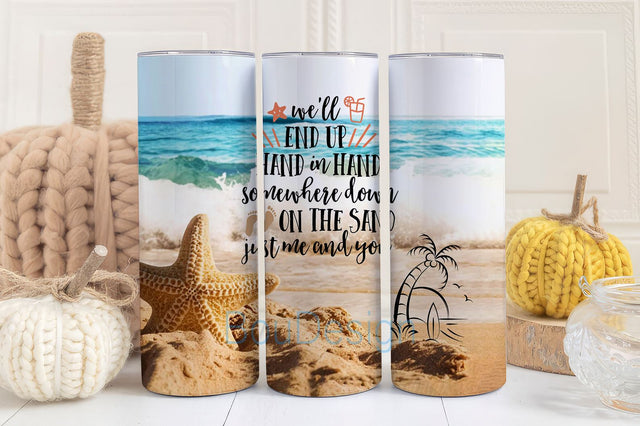 Beach Love Quote 20 OZ Skinny Tumbler Design - Straight & Tapered Sublimation Wrap Design - Tumbler PNG - Wrap Template Sublimation BouDesign 