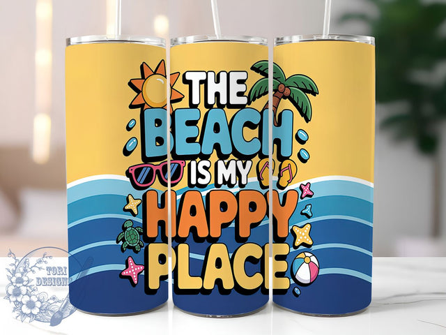 Beach Lover Ocean Sunset Tumbler, Happy Place Wrap, 20oz Sublimation Wrap, Ocean Sunset Cup, Coastal Vacation Design, Tropical Vibes Tumbler, Summer Aesthetic Art Sublimation ToriDesigns 